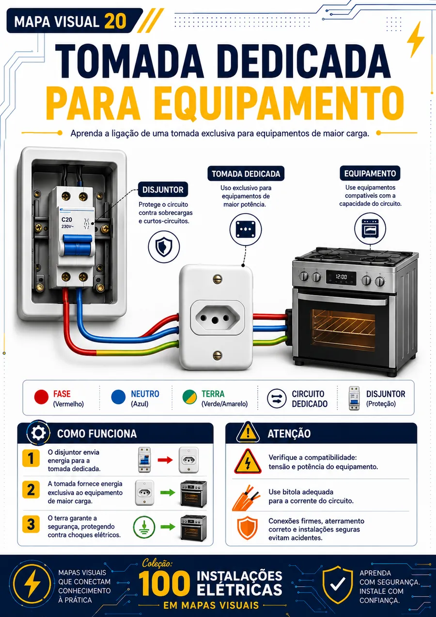 Disjuntor bipolar no quadro
