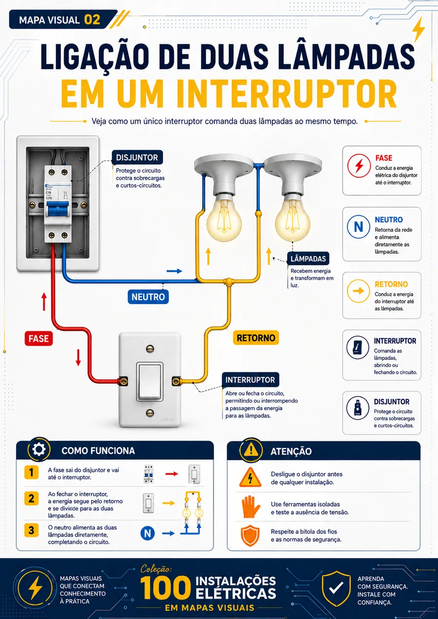 Interruptor paralelo comandando uma lâmpada