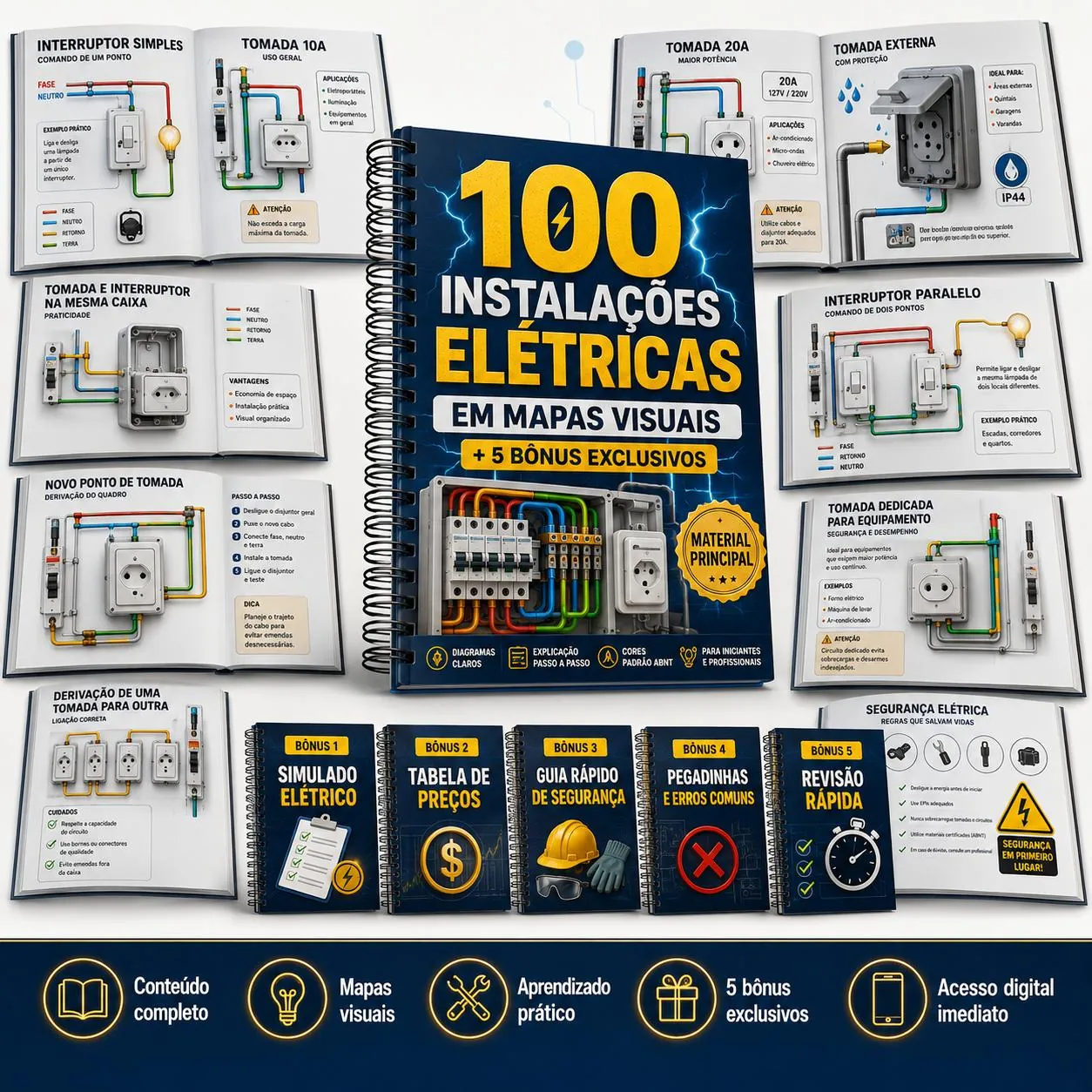 Mockup do produto 100 Instalações Elétricas em Mapas Visuais